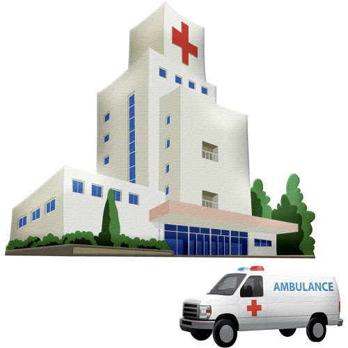 Hospital an ambulance illustration.